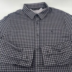 TravisMathew Button Down Shirt Men's Large Gray Black Check Cotton